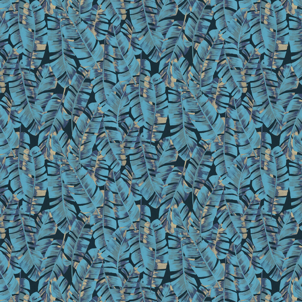 Folium Wallpaper - Bleu Turquoise - by Casadeco