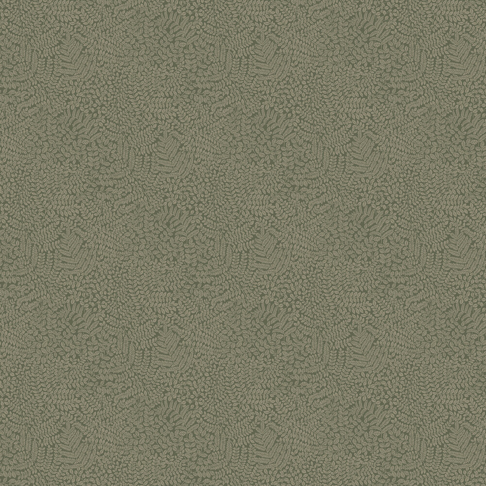 Bladverk Wallpaper - Olive Green - by Boråstapeter