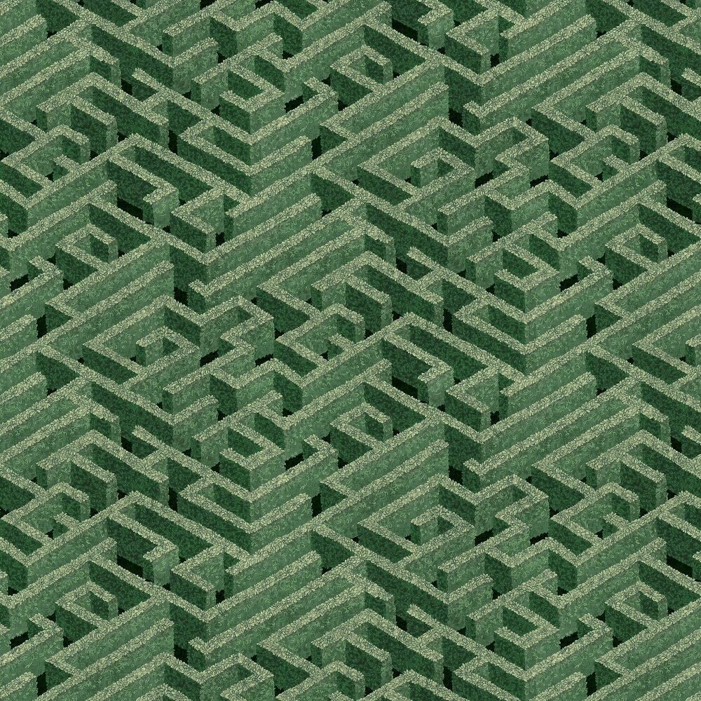 Labyrinth Wallpaper - Green - by Josephine Munsey