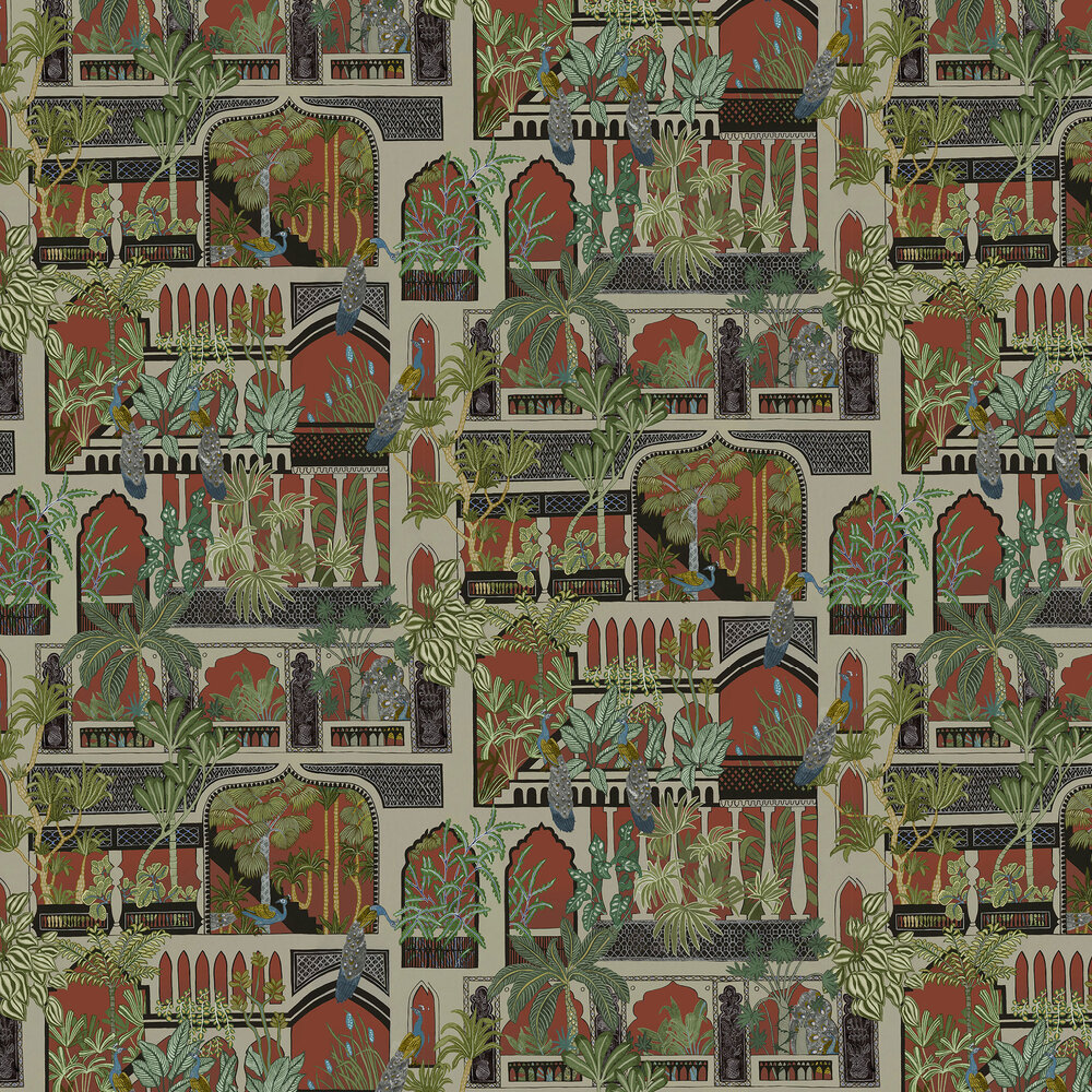 Peacock Arches Wallpaper - Terracotta - by Josephine Munsey
