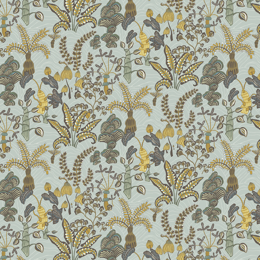 Woodland Floor Wallpaper - Celadon and Lemon - by Josephine Munsey