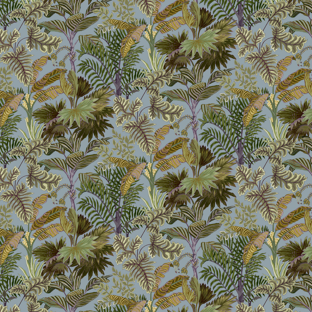 Palm Grove Wallpaper - Dusk and Verdigris - by Josephine Munsey