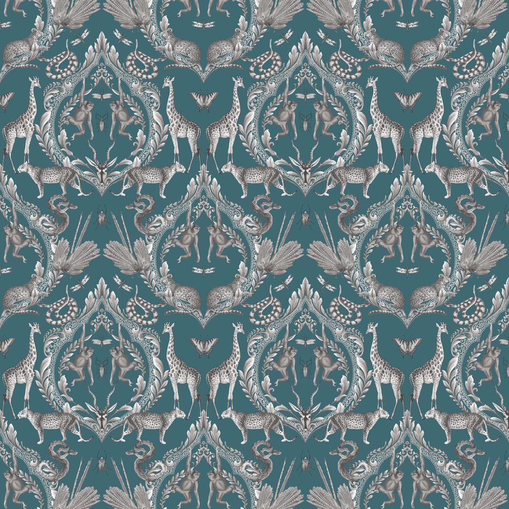 Menagerie Wallpaper - Teal - by Galerie