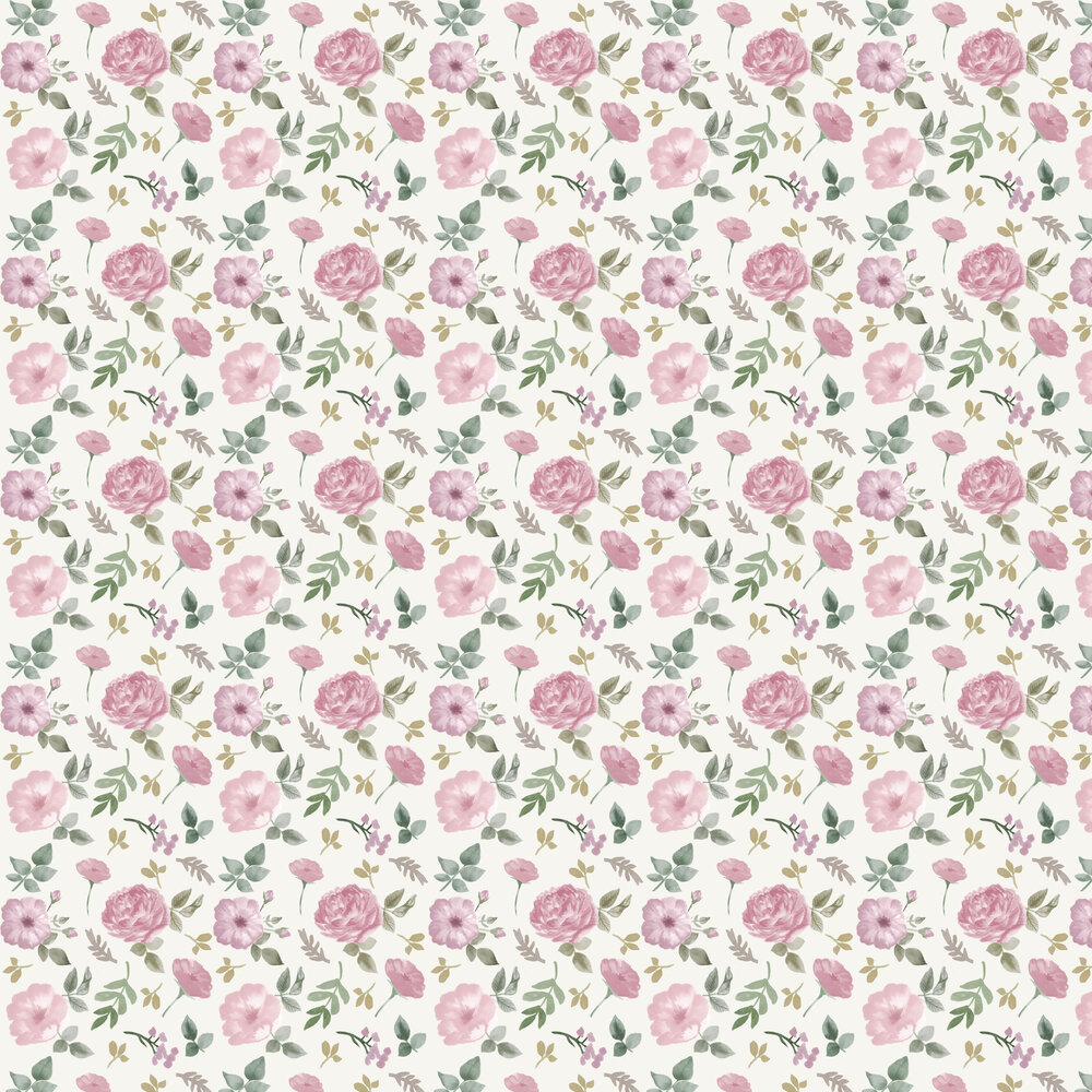 Boho Flowers Wallpaper - Posey Pink - by Stil Haven