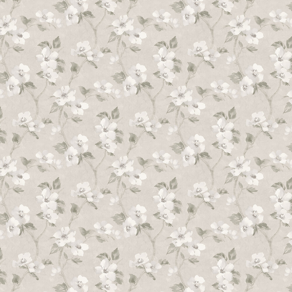  Helen´s Flower Wallpaper - Grey-Beige - by Boråstapeter