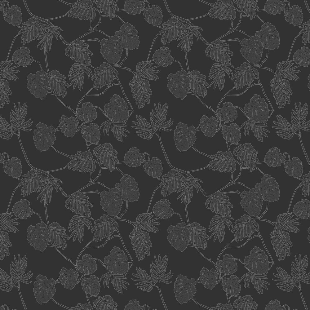 Leafit Wallpaper - Black - by Ted Baker