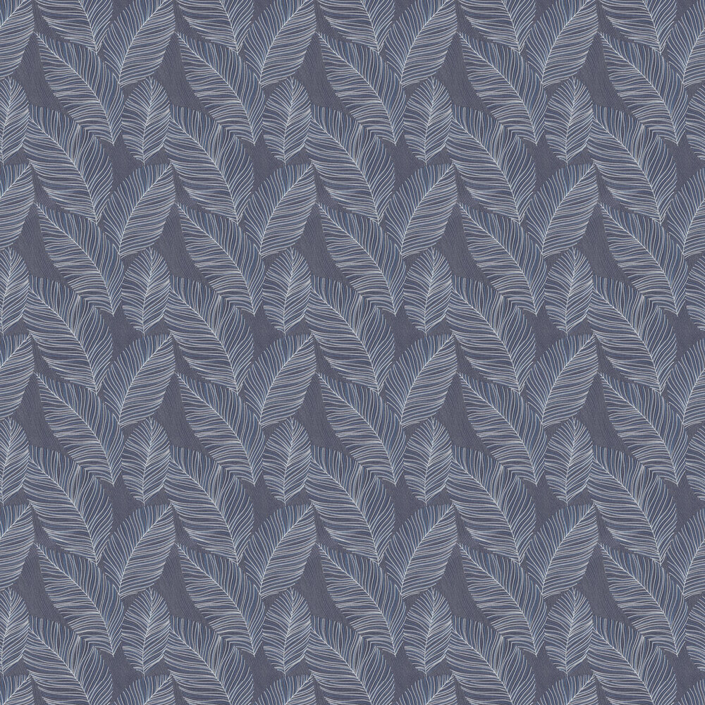 Quill Wallpaper - Blue / Silver - by Galerie