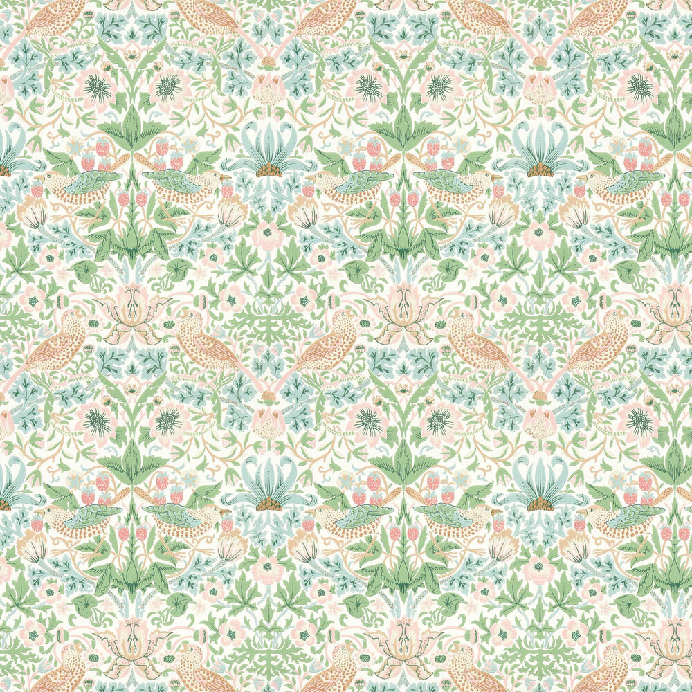 Strawberry Thief Wallpaper - Cochineal Pink - by Morris