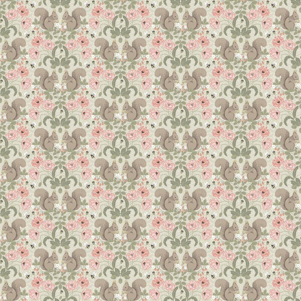 Kurre Wallpaper - Green/ Pink - by Galerie