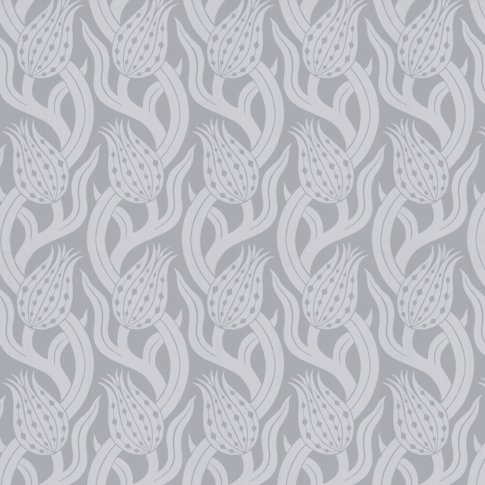 Persian Tulip Wallpaper - Quartz Grey - by Zoffany