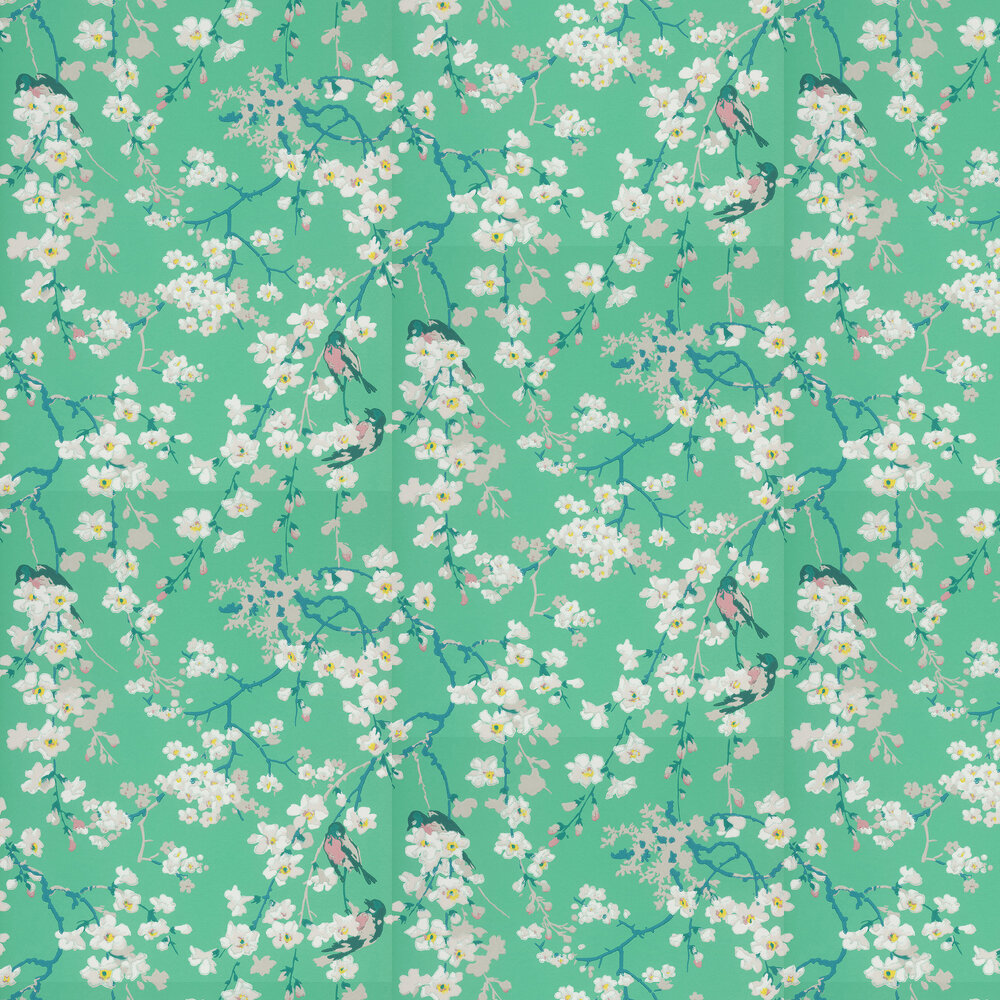 Massingberd Blossom Wallpaper - Verditer - by Little Greene