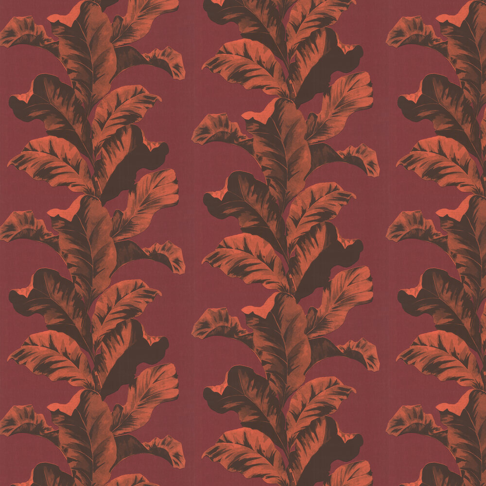 Oriental Leaves Wallpaper - Red - by Paloma Home