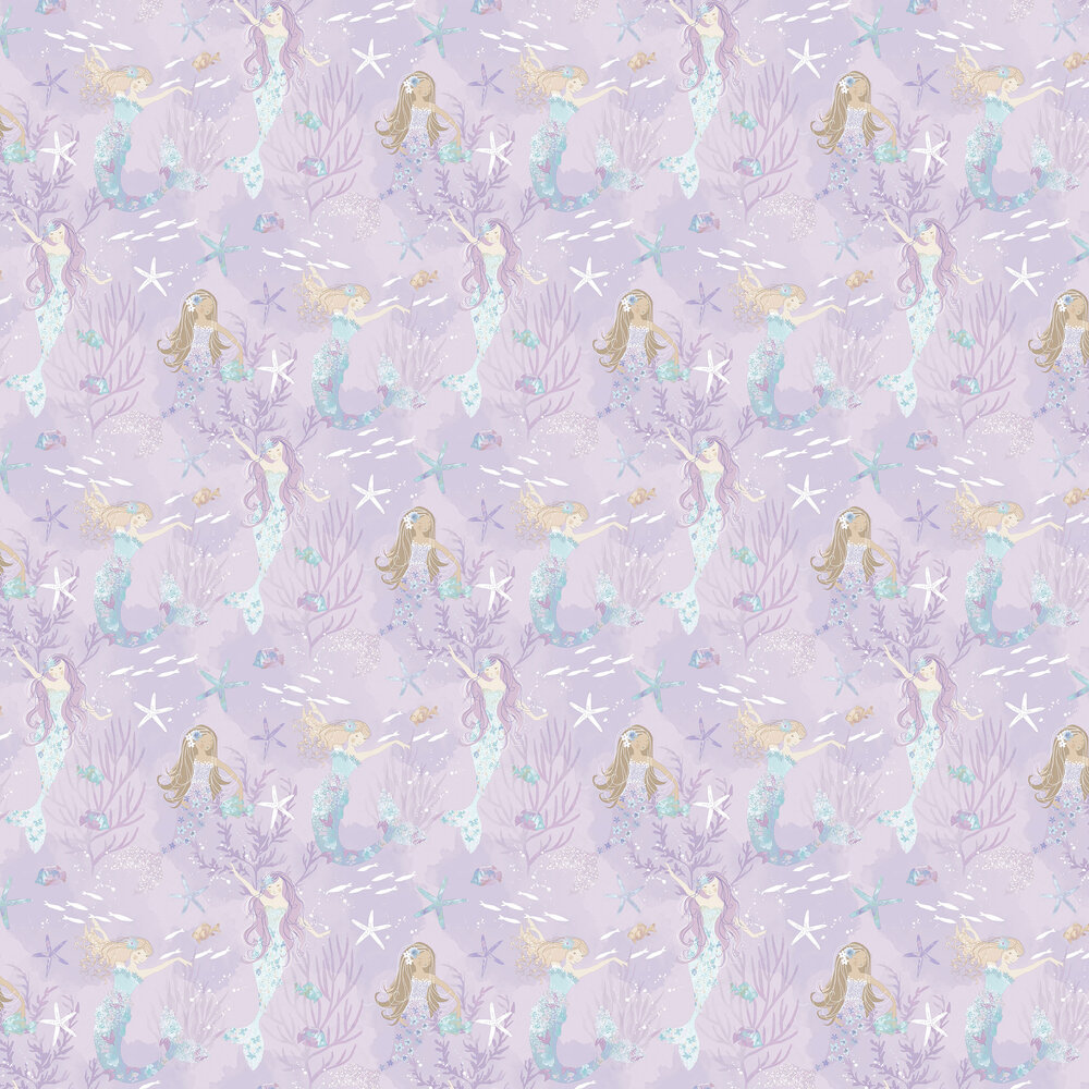 Mermaids Wallpaper - Purple - by Galerie