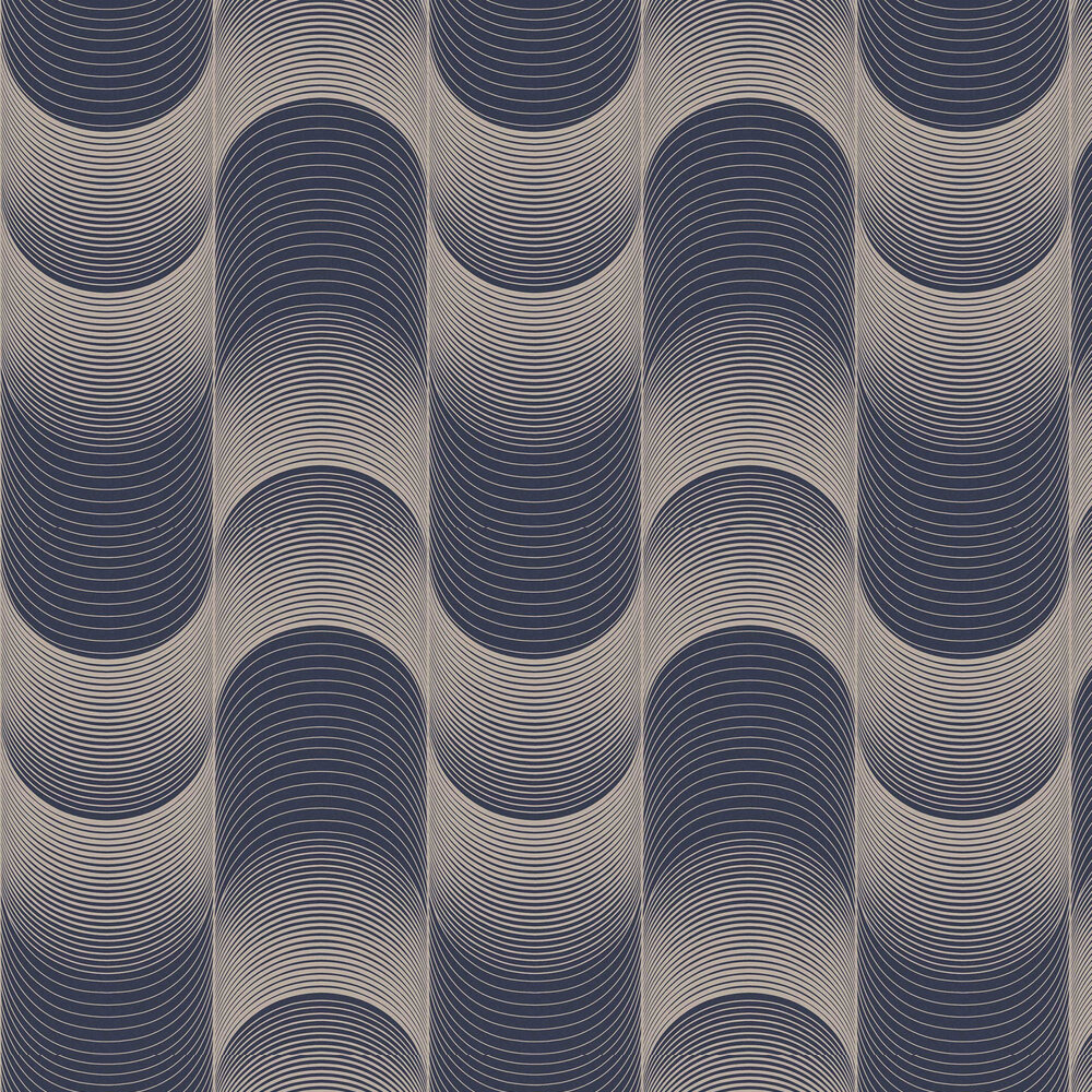 Eclipse Wallpaper - Navy / Pale Gold - by Graham & Brown