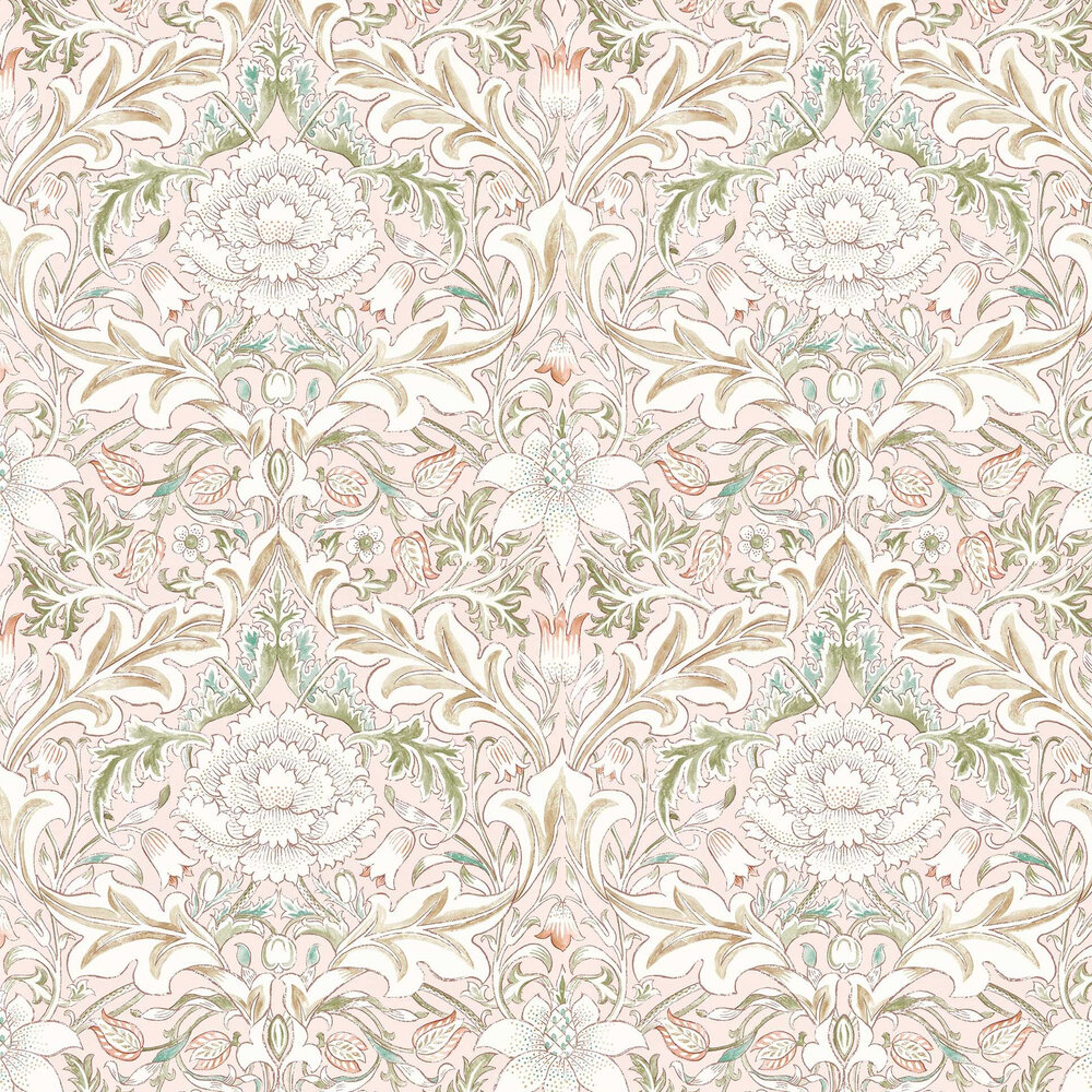 Severne Wallpaper - Cochineal / Willow  - by Morris