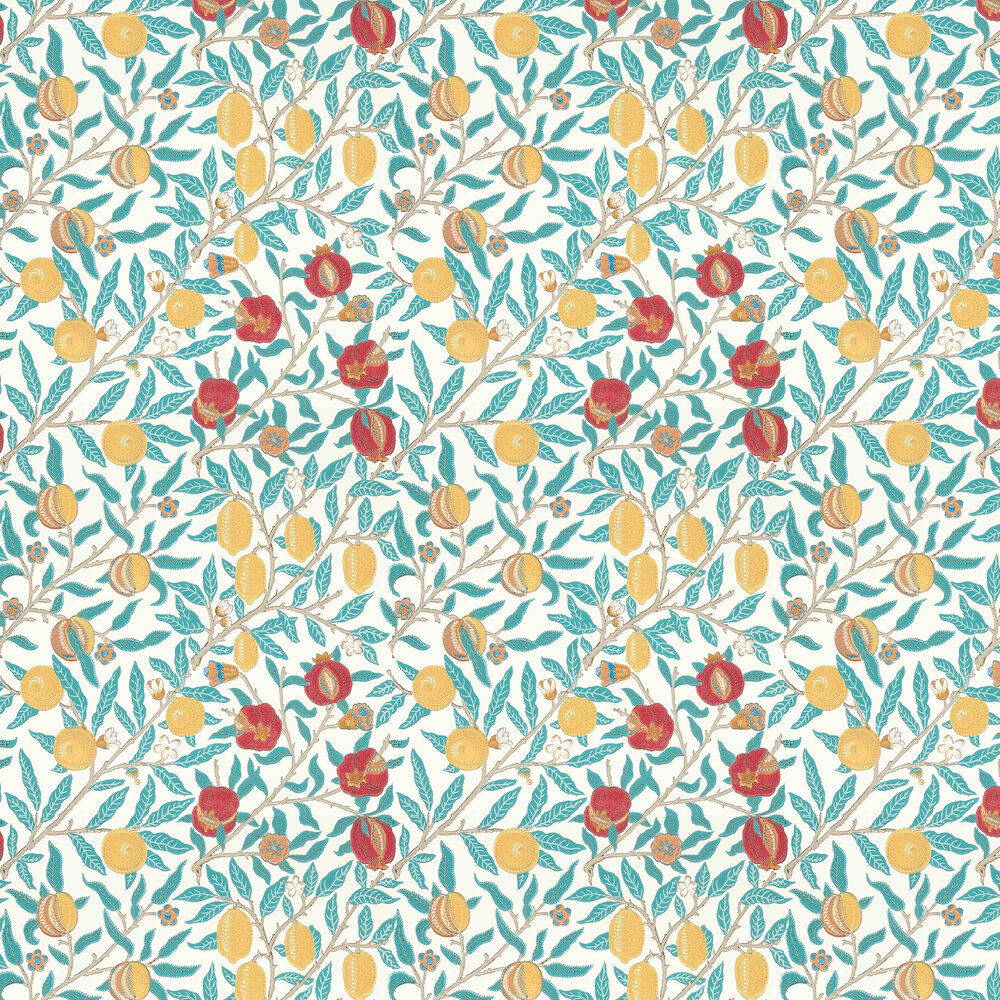 Fruit Wallpaper - Green / Indigo / Madder - by Morris