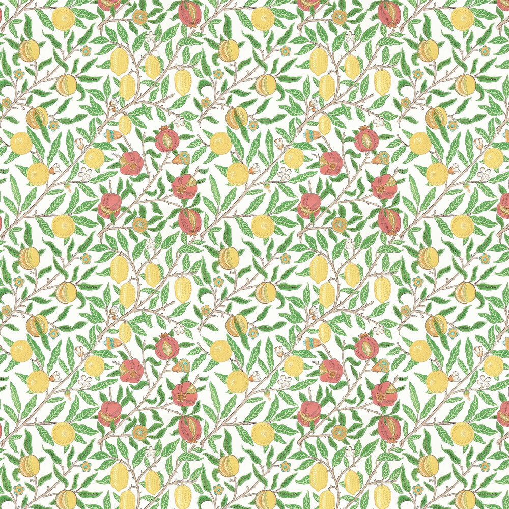 Fruit Wallpaper - Leaf Green / Madder - by Morris