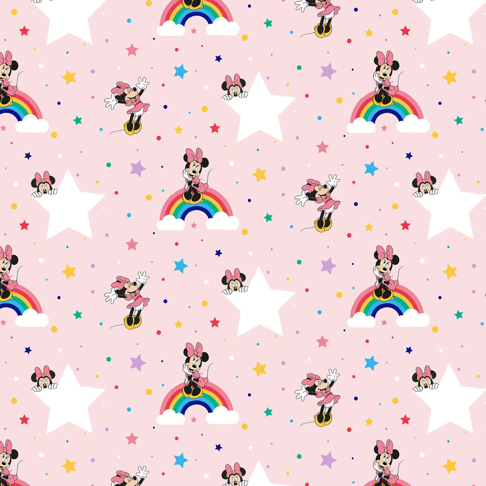 Rainbow Minnie by Kids @ Home - Pink - Wallpaper : Wallpaper Direct
