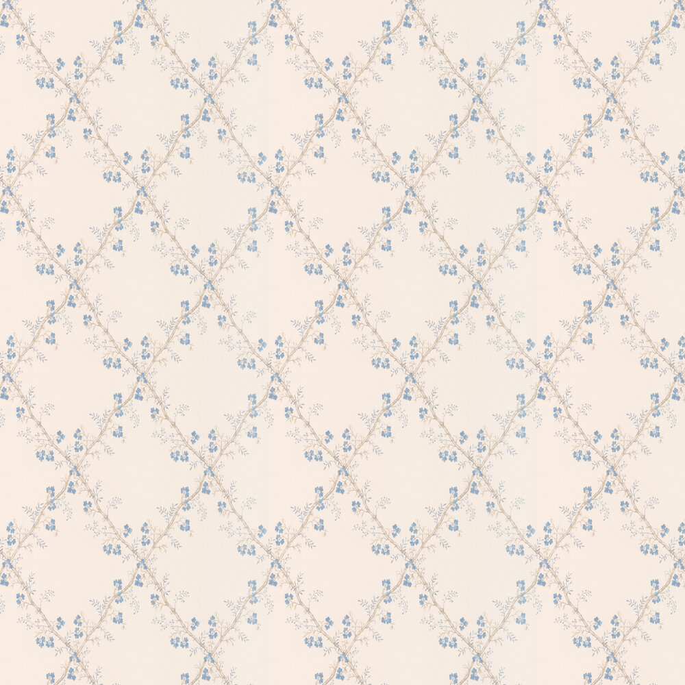 Trefoil Trellis Wallpaper - Blue - by Colefax and Fowler