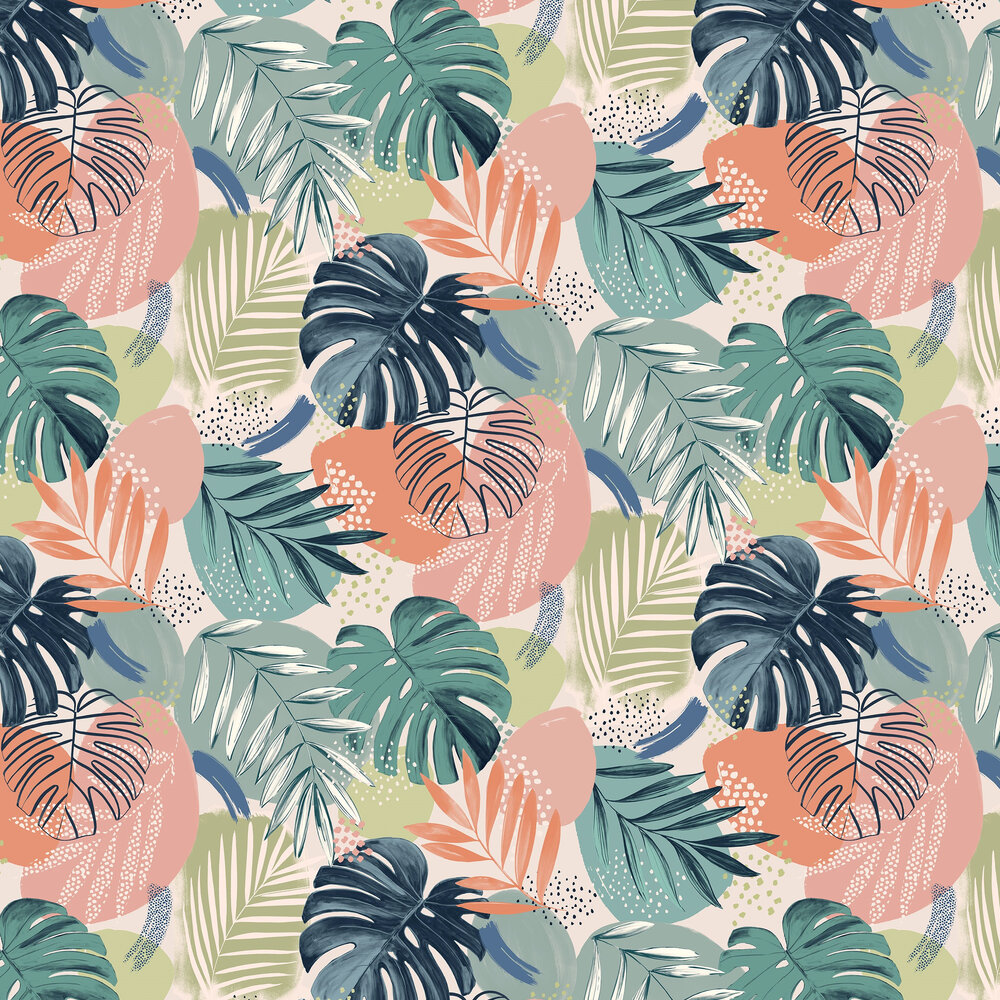 Abstract Jungle Wallpaper - Teal Blue - by Brand McKenzie