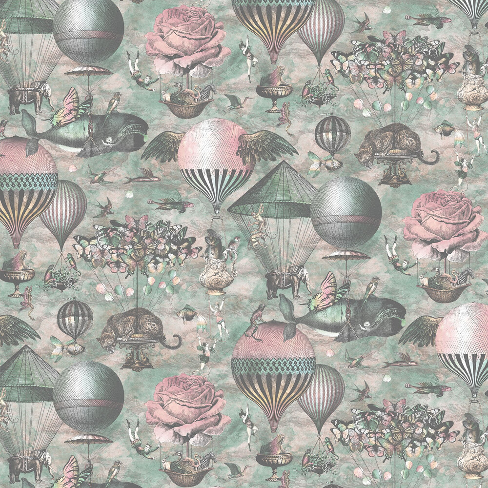 Curious Skies Wallpaper - Pink & Aqua - by Brand McKenzie