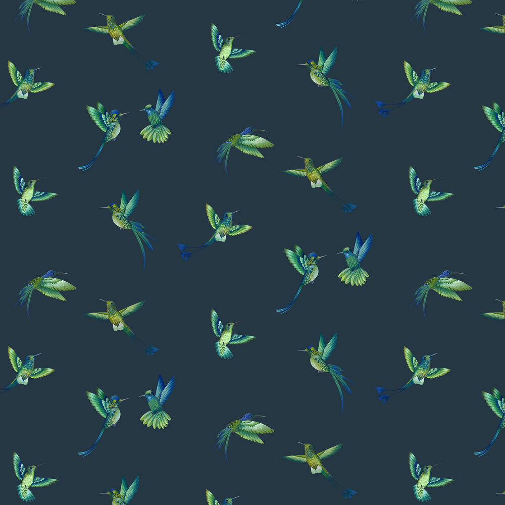 Exotic Birds Wallpaper - Midnight Blue - by Brand McKenzie