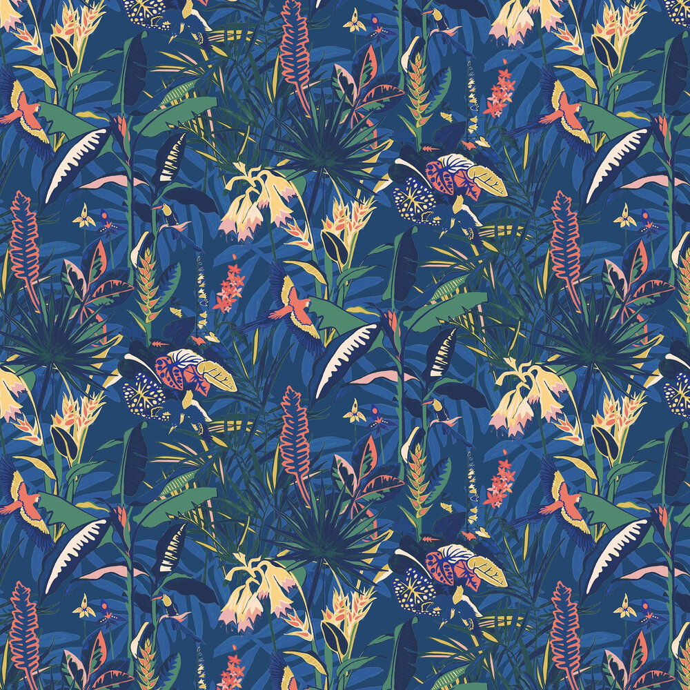 The Tropics Wallpaper - Deep Blue - by Brand McKenzie