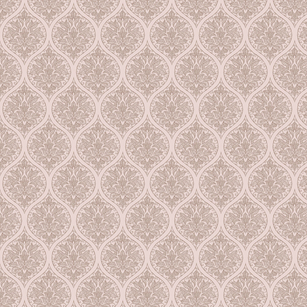 Emporium Ogee Wallpaper - Soft pink - by Galerie