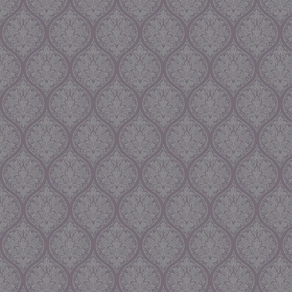 Emporium Ogee Wallpaper - Purple - by Galerie