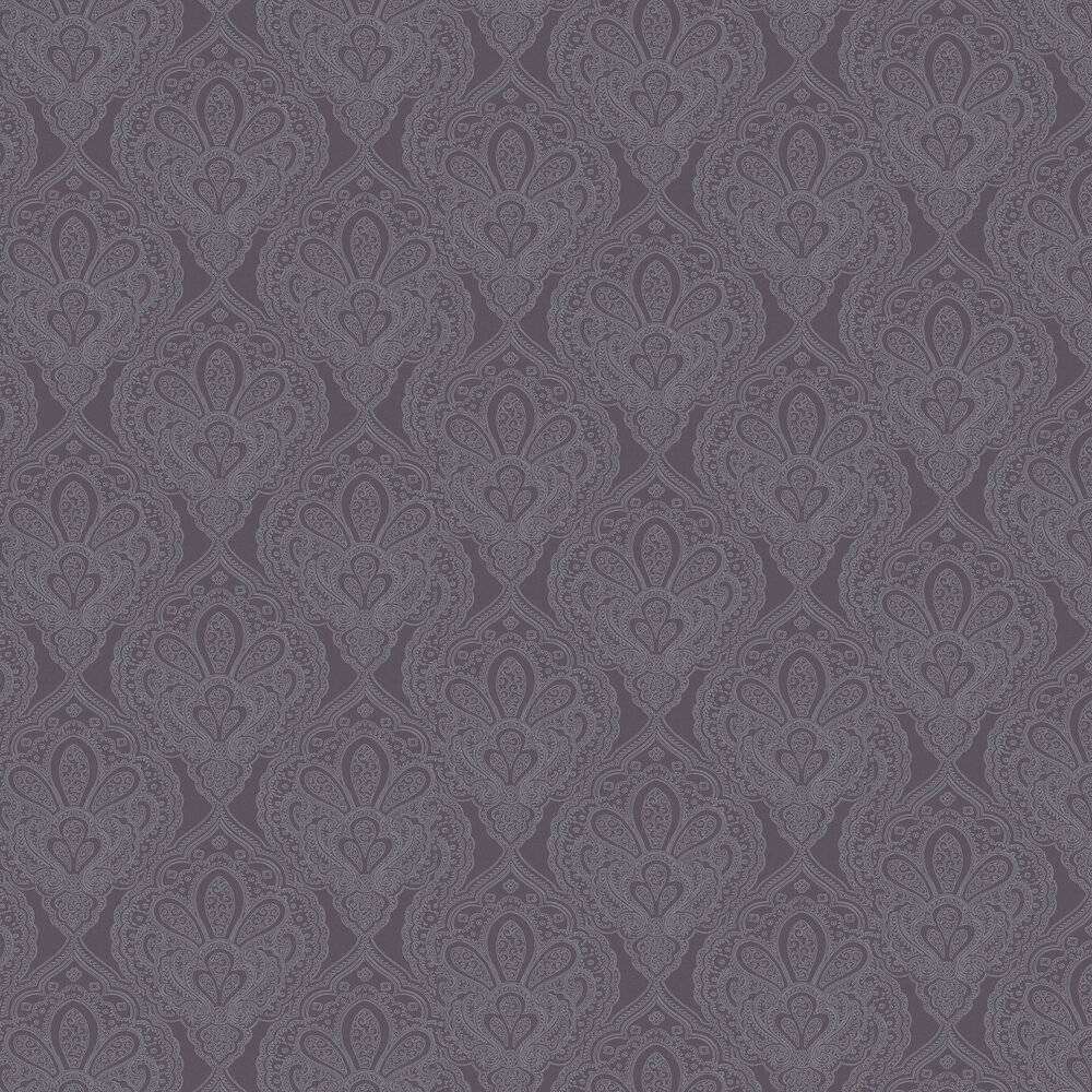 Mehndi Damask Wallpaper - Purple - by Galerie