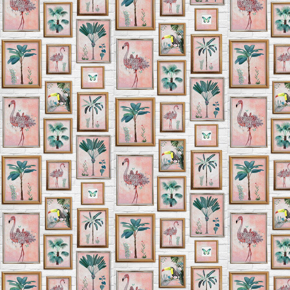 Tropical Frame Wallpaper - Pink - by Fresco