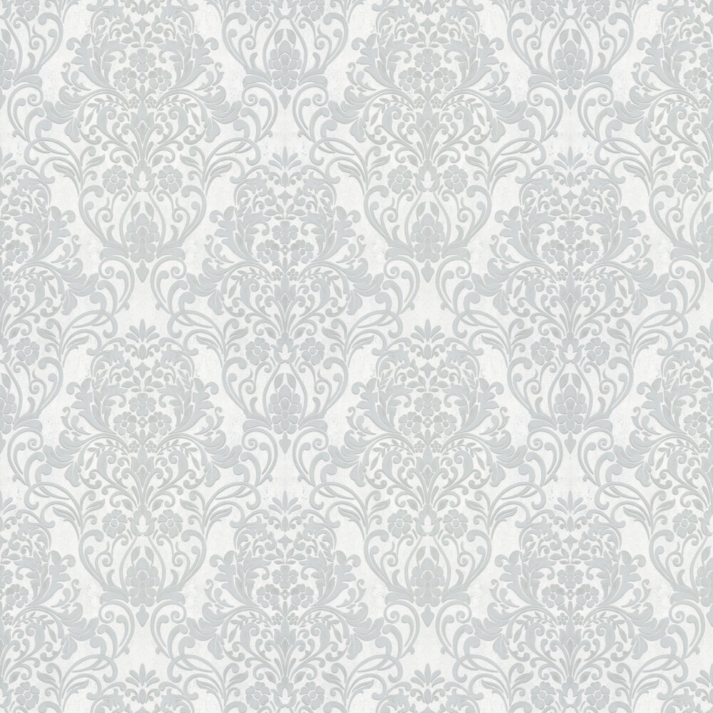 Floral Damask Wallpaper - Silver - by Galerie