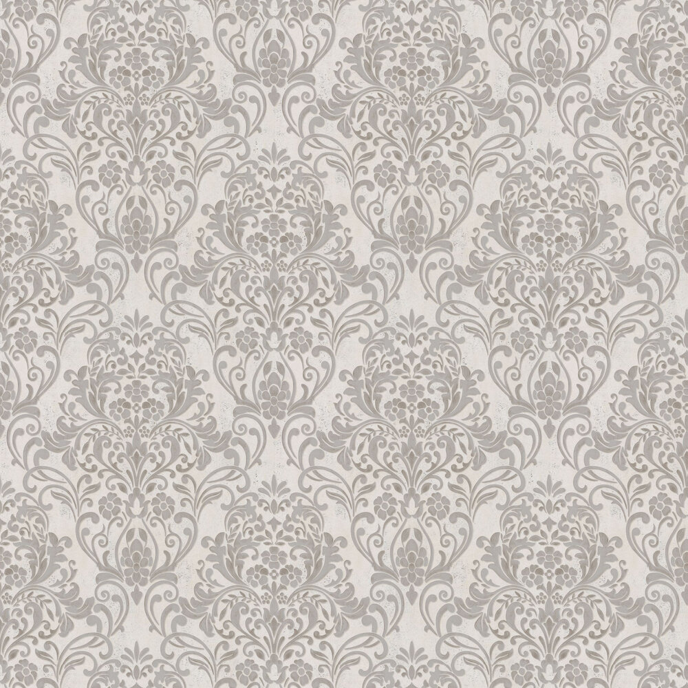 Floral Damask Wallpaper - Grey - by Galerie