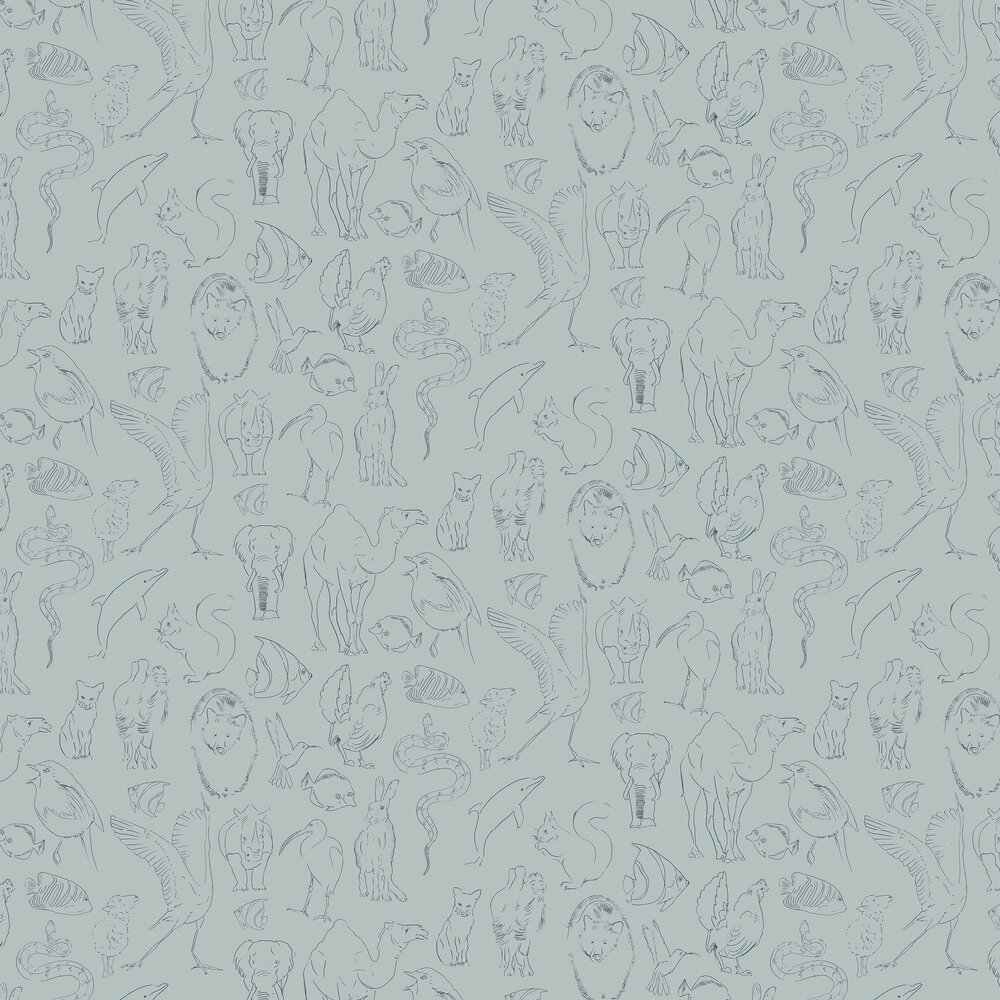 Zoology Wallpaper - Aqua - by Coordonne