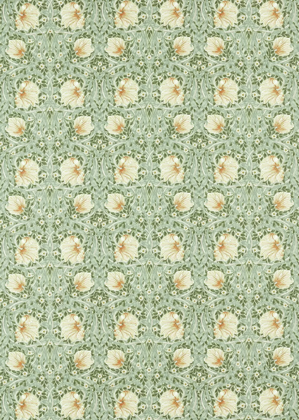 Pimpernel by Morris - Bayleaf/ Manilla - Fabric : Wallpaper Direct