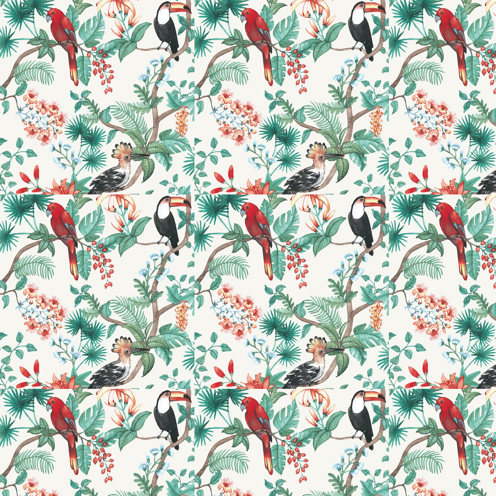 Birds of Paradise Wallpaper - Coconut Cream - by Tempaper