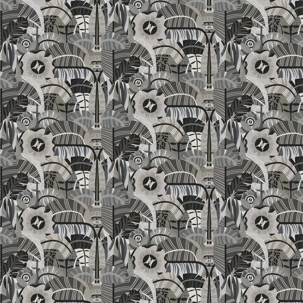 Hypnotic Safari Wallpaper - Charcoal - by Boråstapeter