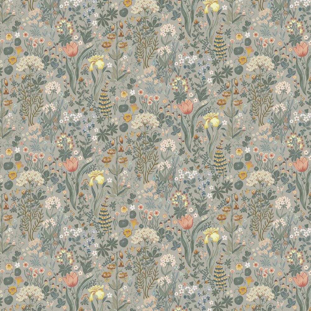 Bloomsterhav Wallpaper - Sage / Multi - by Boråstapeter
