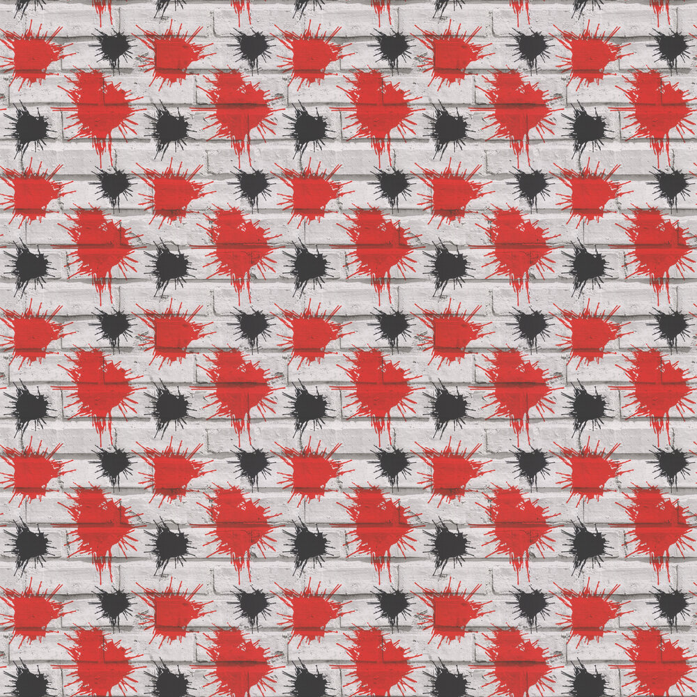 Splat Wallpaper - Black / Red - by Arthouse