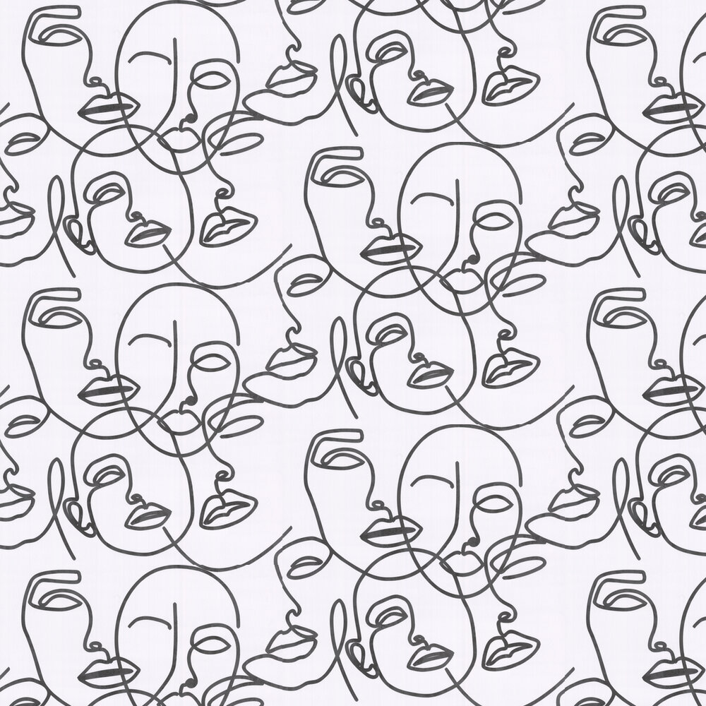 Linear Faces Wallpaper - Mono - by Arthouse