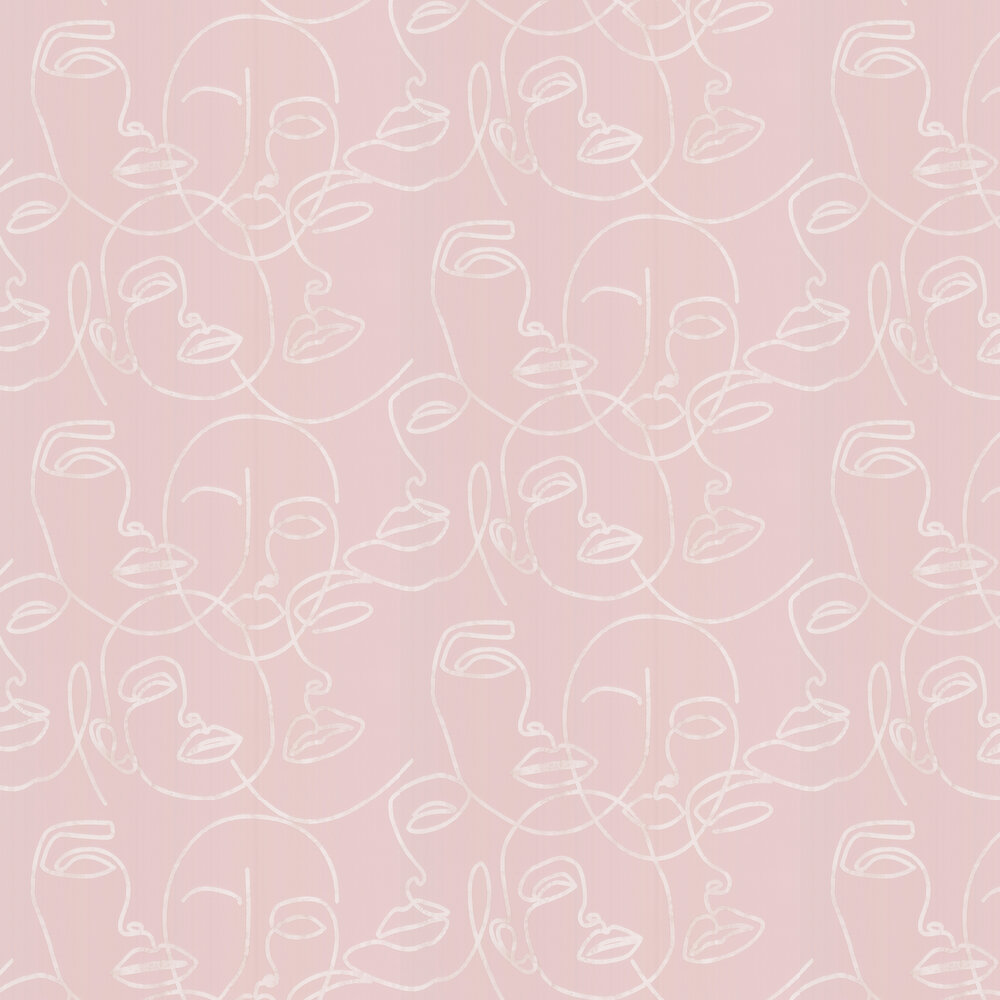 Linear Faces Wallpaper - Pink - by Arthouse
