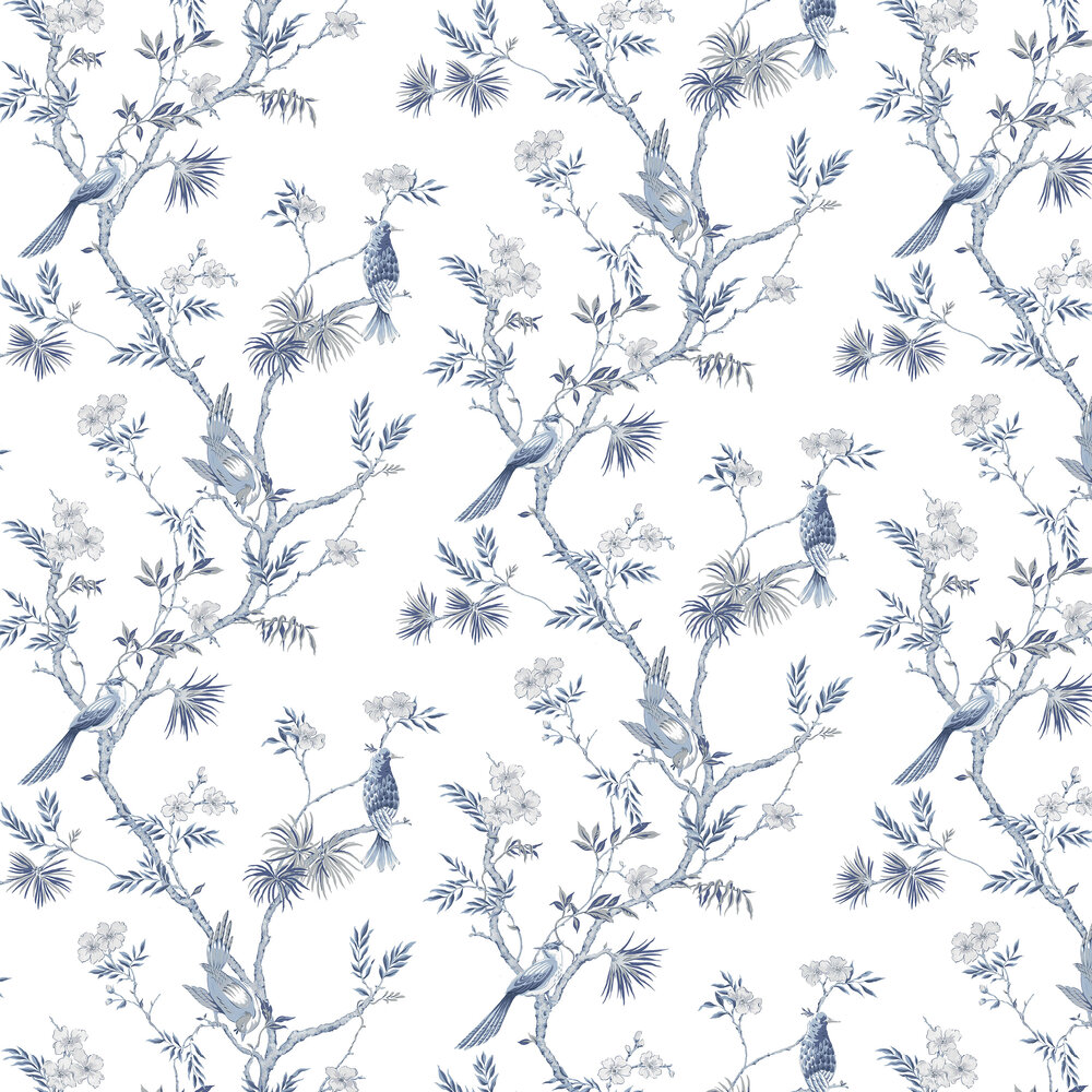 Classic Bird Trail Wallpaper - Blue - by Galerie