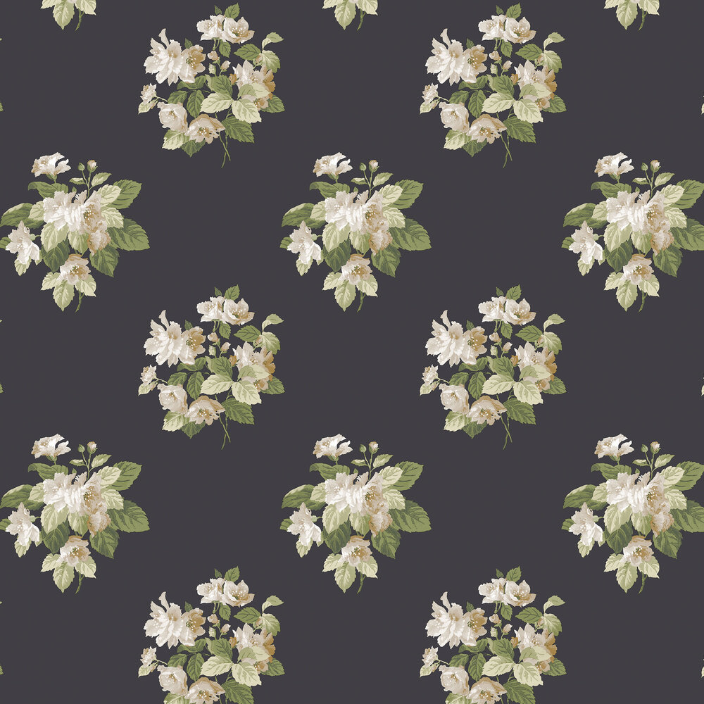 Classic Bouquet Wallpaper - Black - by Galerie