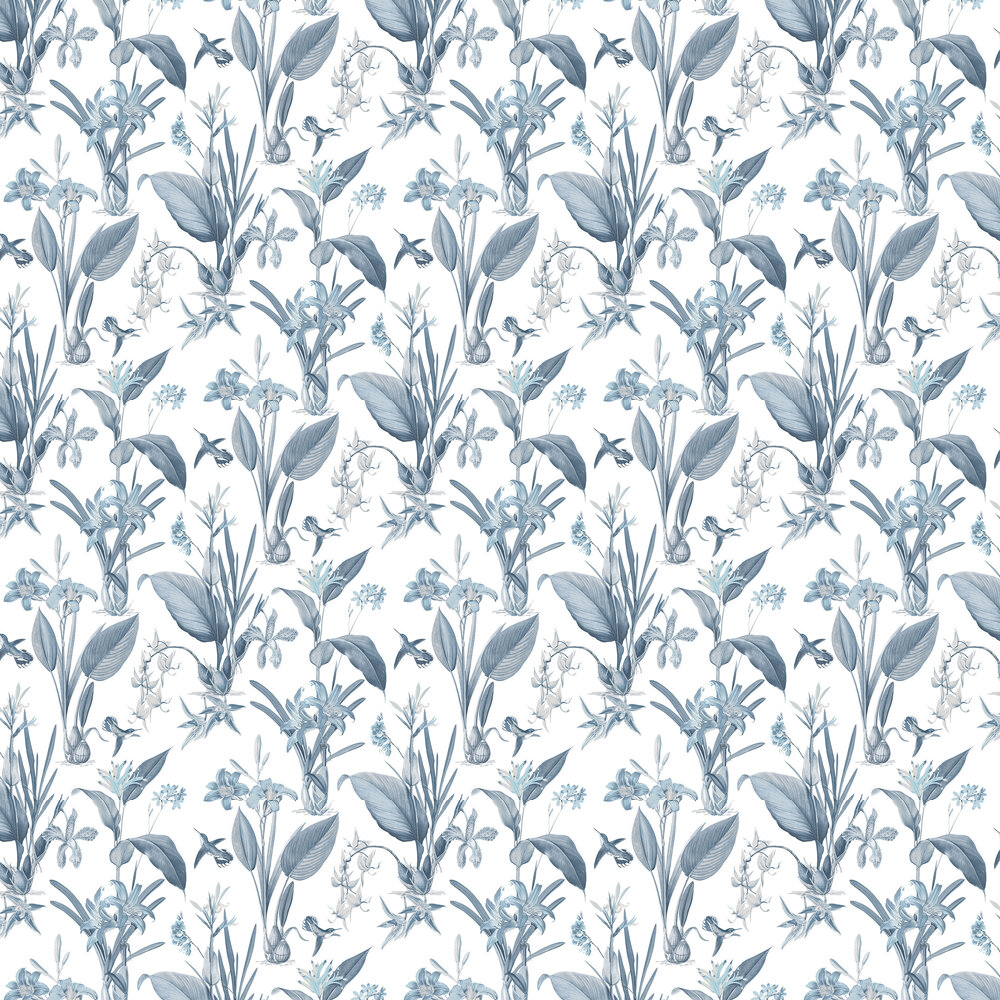 Cottage Botanical Wallpaper - Blue - by Galerie