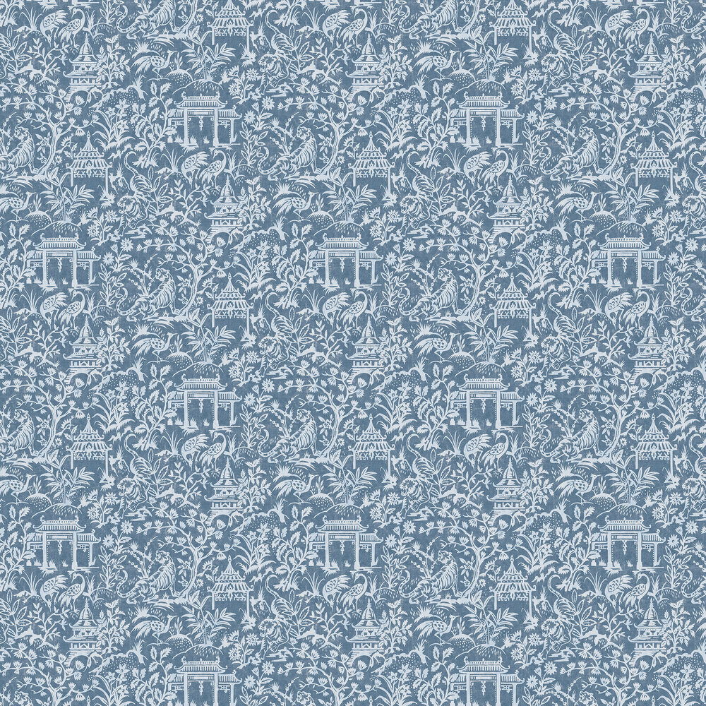 Garden Toile Wallpaper - Blue - by Galerie