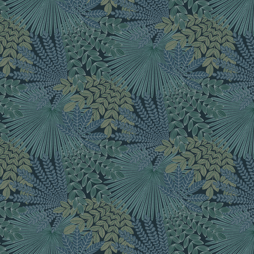 Velvet Leaves Wallpaper - Blue - by Boråstapeter
