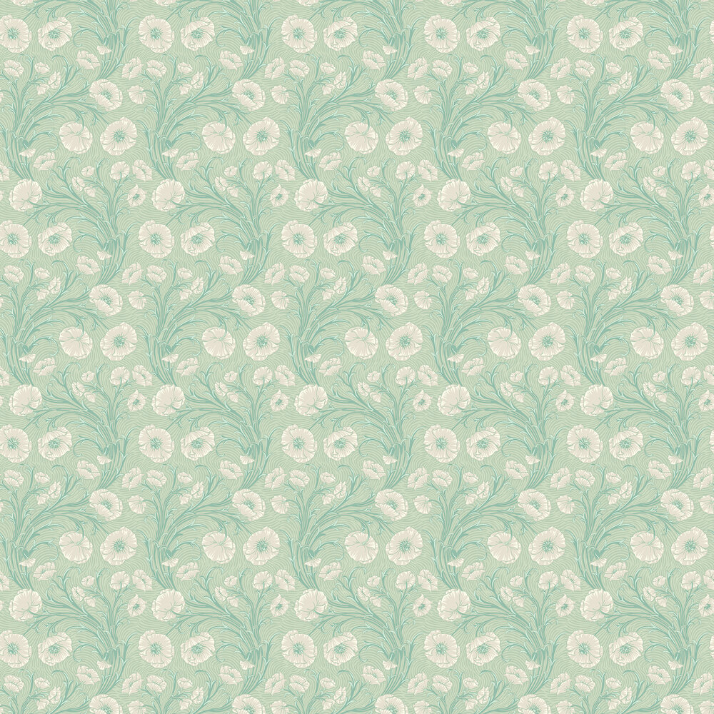 Poppy Flow Wallpaper - Mint - by Boråstapeter