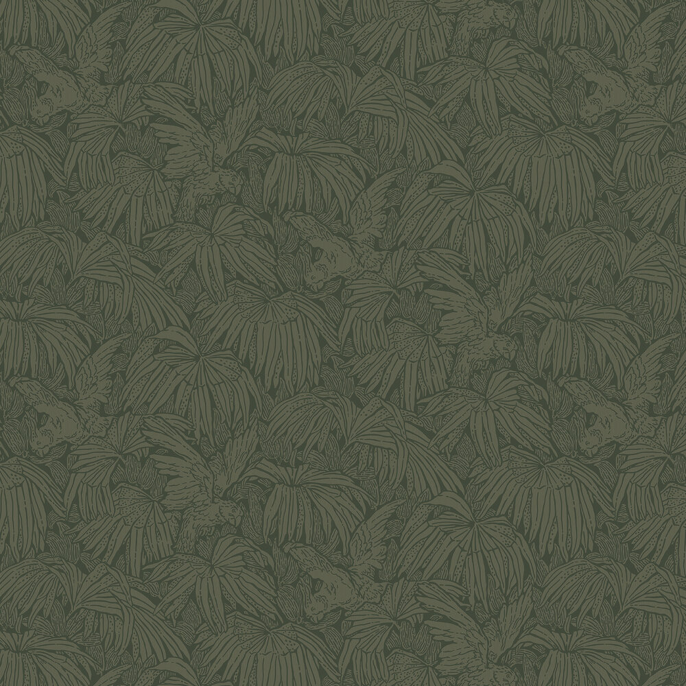 Hidden Parrot Wallpaper - Green - by Boråstapeter