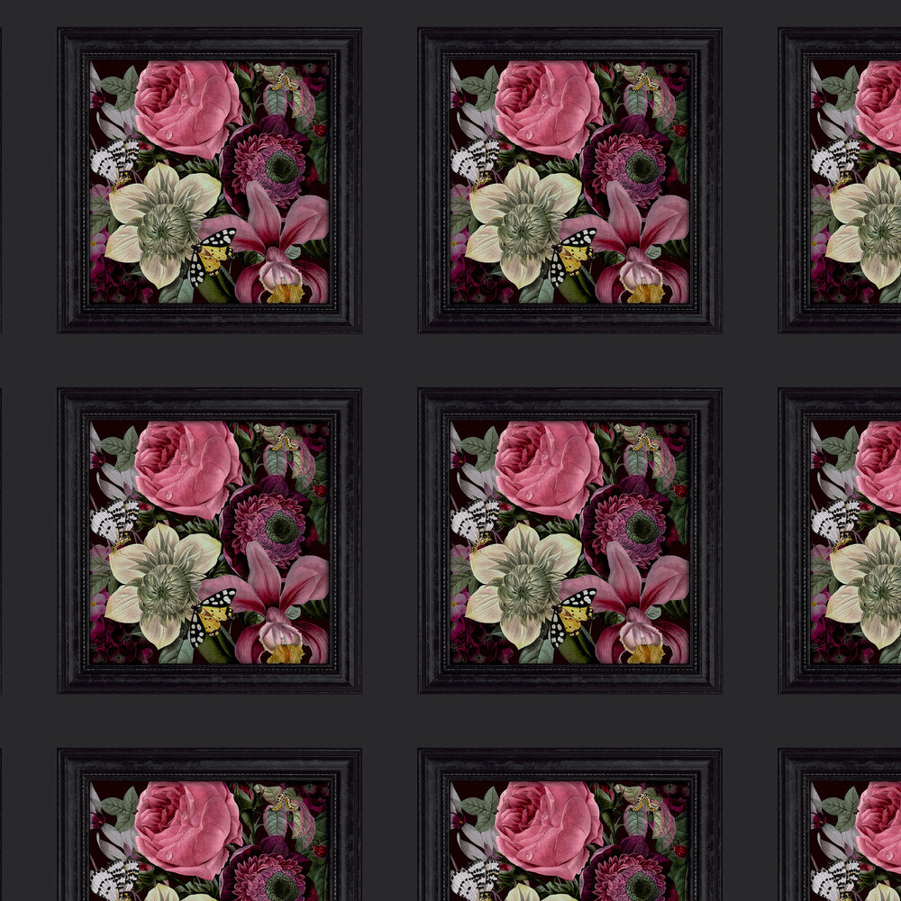 Stately Bouquet Wallpaper - Charcoal / Multi - by Arthouse