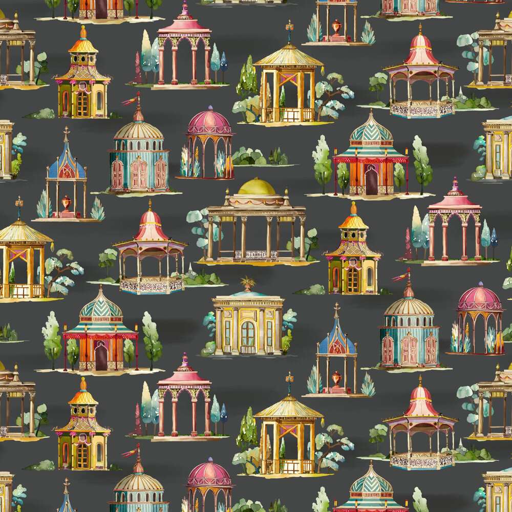 Follies Wallpaper - Ebony - by Mulberry Home